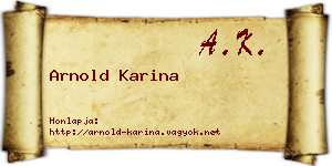 Arnold Karina névjegykártya